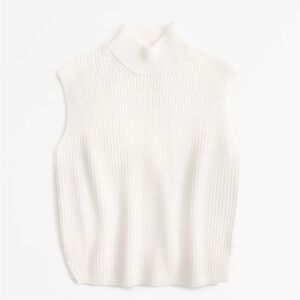 Abercrombie White Sleeveless Knit Turtleneck Sweater